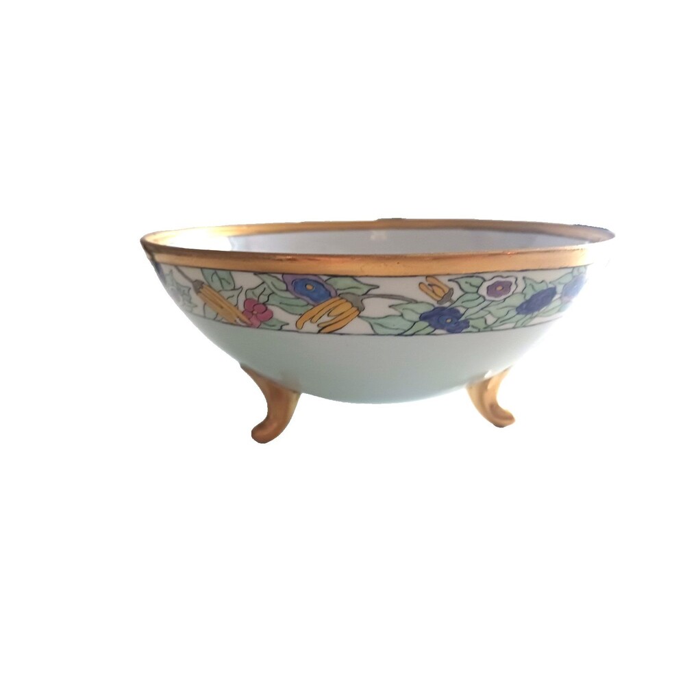 Hand Painted Signed Alpha Walker Witt Ornate Art Bowl Gilt Blank Vintage